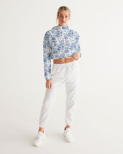 Blue Toile Women's Cropped Windbreaker