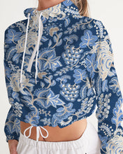 Load image into Gallery viewer, Navy Turkish Floral Women&#39;s Cropped Windbreaker