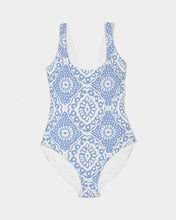 Load image into Gallery viewer, Blue Tile Feminine One-Piece Swimsuit