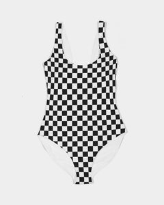 Chessboard Feminine One-Piece Swimsuit