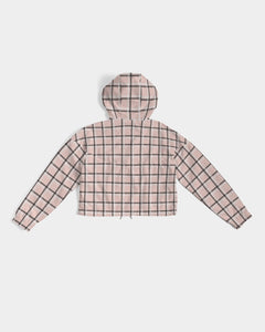 Pink Windowpane Women's Cropped Windbreaker