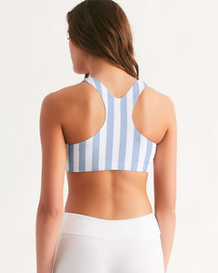 Blue Deck Stripe Feminine Seamless Sports Bra