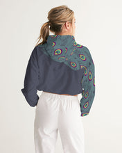 Load image into Gallery viewer, Peacock Tails Women&#39;s Cropped Windbreaker