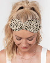 Load image into Gallery viewer, Cheetah Cream Twist Knot Headband Set