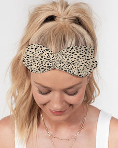 Cheetah Cream Twist Knot Headband Set