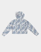 Load image into Gallery viewer, Blue Toile Women&#39;s Cropped Windbreaker