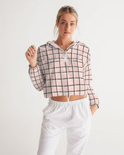 Load image into Gallery viewer, Pink Windowpane Women&#39;s Cropped Windbreaker