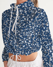 Load image into Gallery viewer, Navy Liberty Floral Women&#39;s Cropped Windbreaker