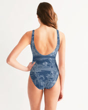 Load image into Gallery viewer, Blue Tiger Scene Feminine One-Piece Swimsuit