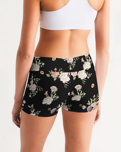 Floral Pattern Women's Mid-Rise Yoga Shorts
