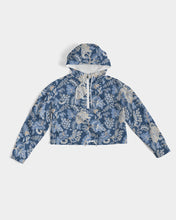Load image into Gallery viewer, Navy Turkish Floral Women&#39;s Cropped Windbreaker