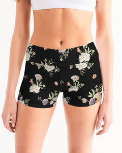 Floral Pattern Women's Mid-Rise Yoga Shorts