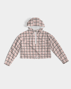 Pink Windowpane Women's Cropped Windbreaker