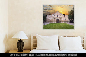 Gallery Wrapped Canvas, Exterior View Of Historic Alamo Shortly After Sunrise