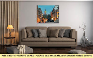 Gallery Wrapped Canvas, Street View Of Trafalgar Square At Night In London