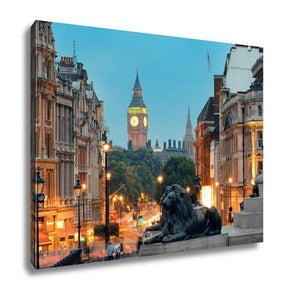 Gallery Wrapped Canvas, Street View Of Trafalgar Square At Night In London