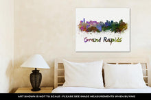 Load image into Gallery viewer, Gallery Wrapped Canvas, Grand Rapids Skyline In Watercolor