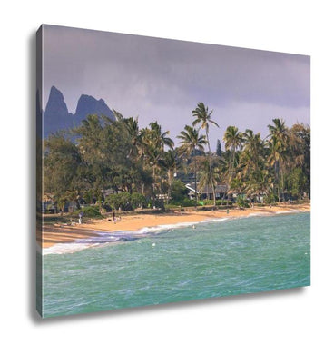 Gallery Wrapped Canvas, Coconut Palm Tree On The Sandy Beach In Kapaa Hawaii Kauai