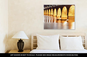 Gallery Wrapped Canvas, Stone Arch Bridge St Paul Minnesota Mississippi River Night