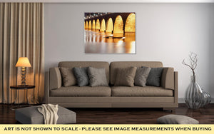 Gallery Wrapped Canvas, Stone Arch Bridge St Paul Minnesota Mississippi River Night