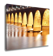 Load image into Gallery viewer, Gallery Wrapped Canvas, Stone Arch Bridge St Paul Minnesota Mississippi River Night