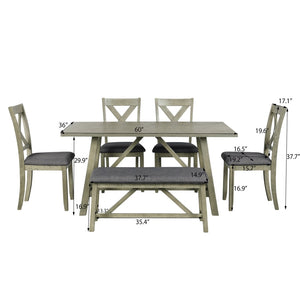 Jio 6pc Rustic Dining Table Set And Bench