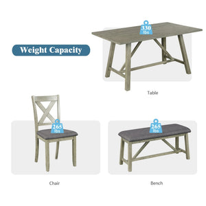 Jio 6pc Rustic Dining Table Set And Bench