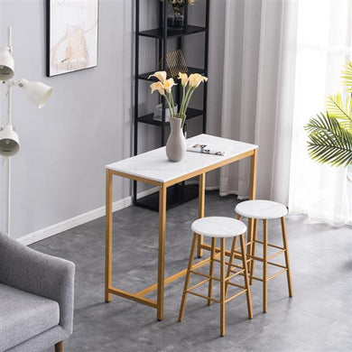 White Bar Table With Two Stools